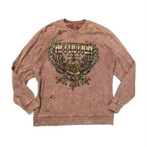Affliction Rebel Rose Tour Burgundy Graphic Pullover XL